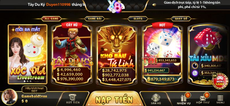 Sản phẩm cá cược, trò chơi tại cổng game X8Club