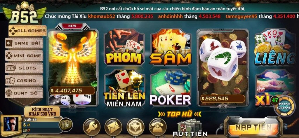 Sản phẩm cá cược, trò chơi tại cổng game B52 Club
