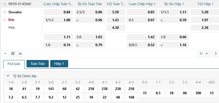 Tip bóng đá Slovakia vs Đức