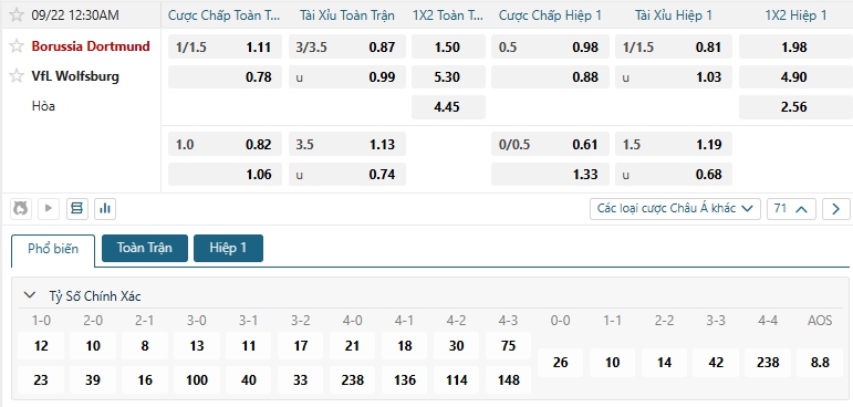 Tip bóng đá Borussia Dortmund vs VfL Wolfsburg